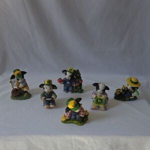 Whimsical Farm Animal Figurine Set - Green and Yellow